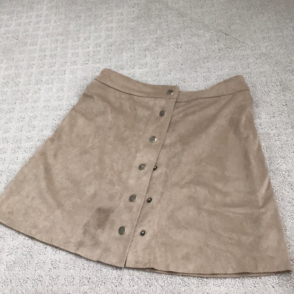 Aqua Cream Suede button down skirt